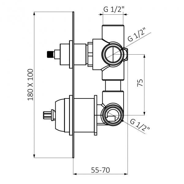 60135600 PREMIUM Хром Встроенный смеситель с переключателем Хром GRB MIXERS  - Вид №1