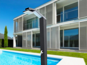 Нержавеющая сталь солнечный открытый душ с подножкой