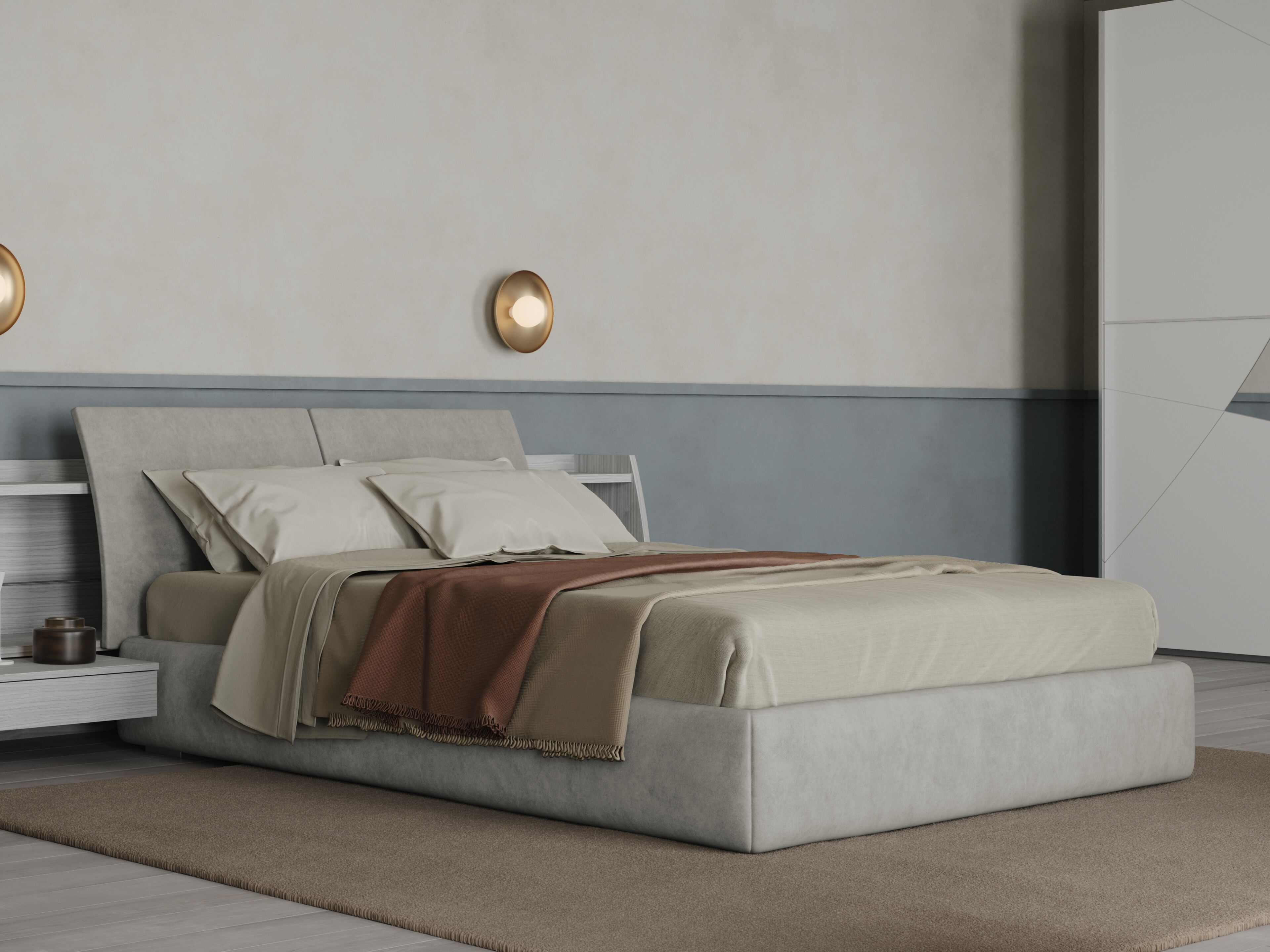 Кожаная двуспальная кровать для хранения Giessegi SOFFIO ARCH-00039431