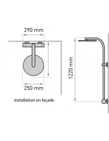 669100 000 00  Комбинация душа Inouie, смеситель с термостатом, высокая круглая лейка душа, хром Valentin Хром  - Вид №2