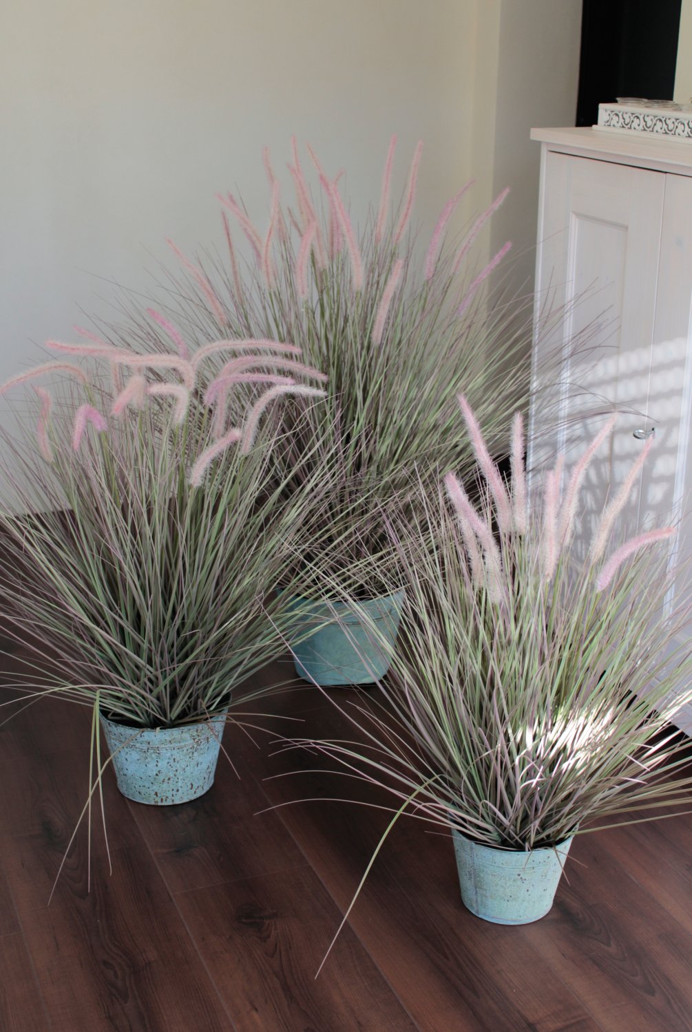 4842 819 a3 Искусственный пучок травы в металлическом горшке, 100 см, матовый зеленый H-andreas  - Вид №3