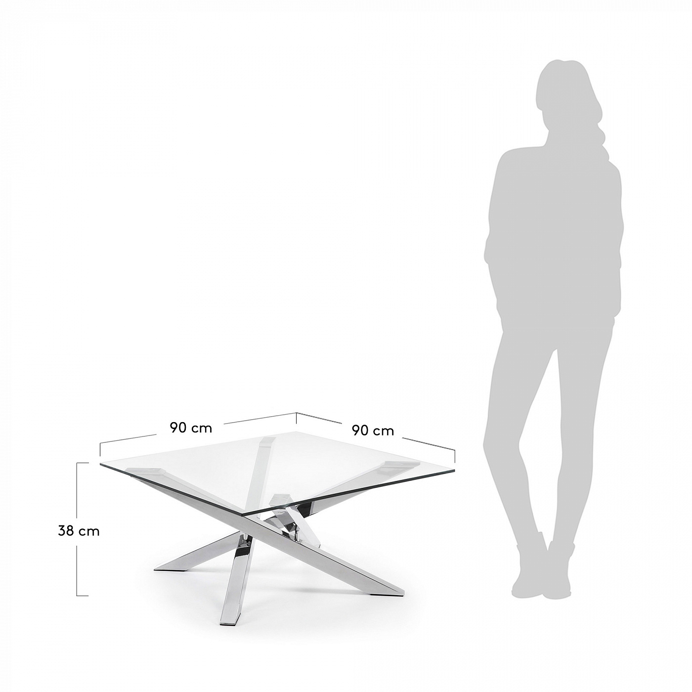 023583 Журнальный столик 90 x 90 см стеклянный La Forma Mikado - Вид №4