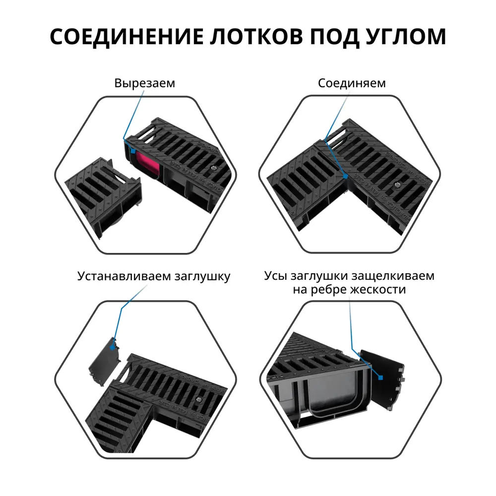 Лоток водосточный Gidrolica Standart 1000x145x63 мм цвет черный STLM-2177771 - Вид №6