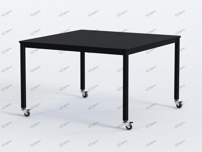 Grado Design Квадратный стол со стальными колесами и столешницей из МДФ Pipe Pip-tb-01w