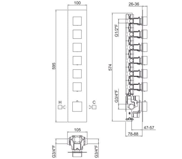 Встраиваемый термостатический смеситель для душа CARIMALI ilQuadro ARCH-00076843 - Вид №1