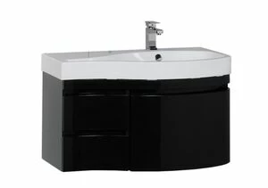 Тумба под раковину Aquanet Сопрано 95 R черный (3 ящика)