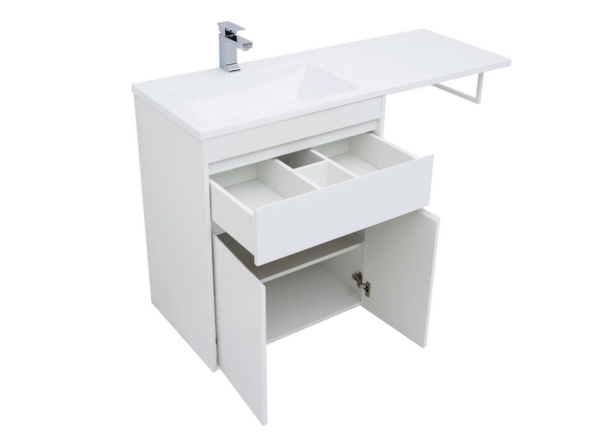 Тумба с раковиной Aquanet Токио 130 L белый (напольная, 1 ящик, 2 дверцы) 0023774600235501 - Вид №6