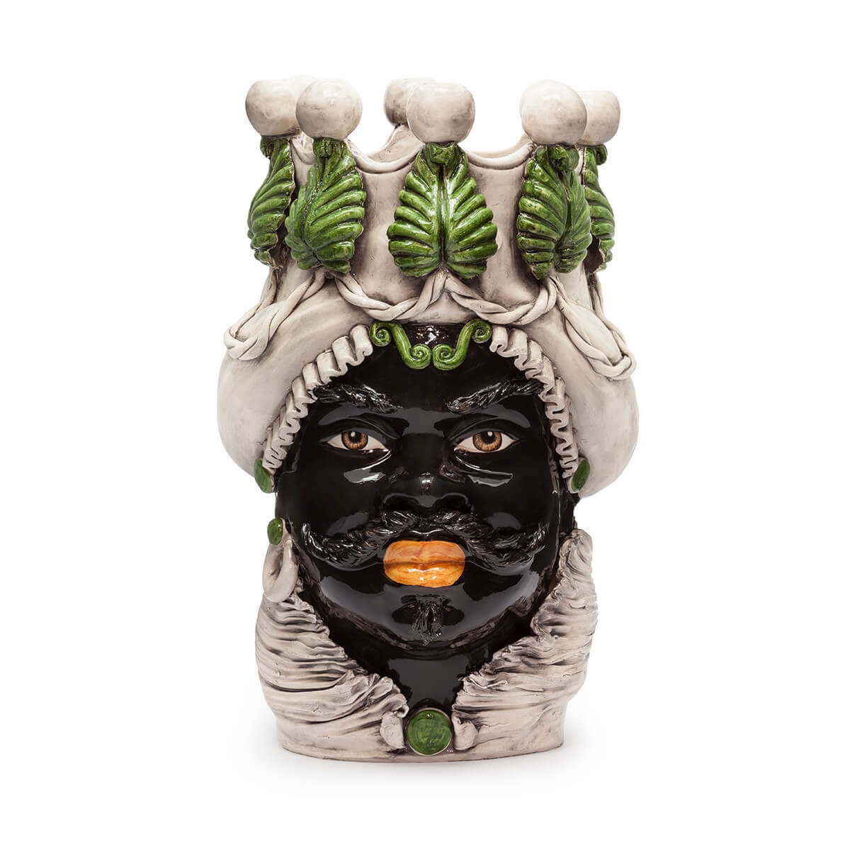 200838-86 ABHIKA ВАЗА МУЖСКАЯ MORO С ПОДСВЕЧНИКОМ DARK GREEN 