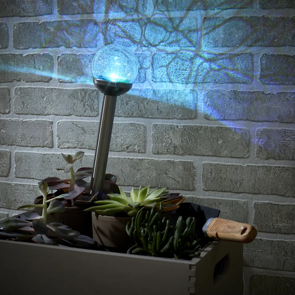 Светильник садовый Inspire Ferula на солнечных батареях, со сменой цвета RGB, цвет никель 80123626 STLM-2052596  - Вид №8