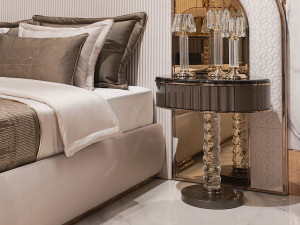 Овальная стеклянная тумбочка