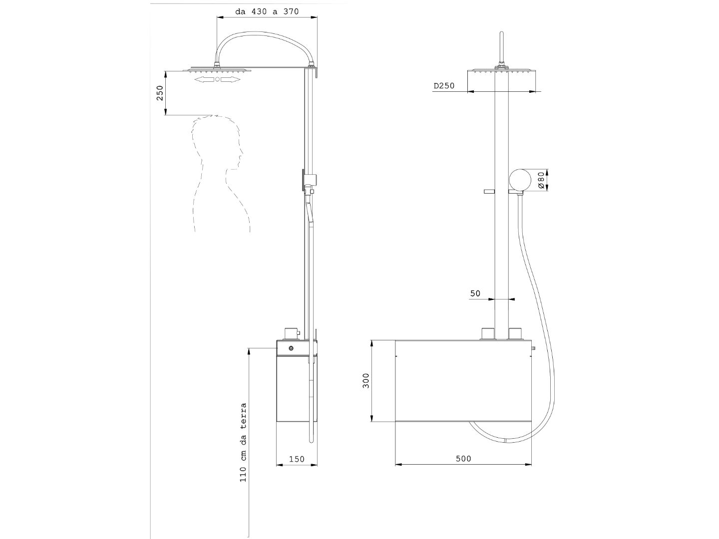 Душевая колонка из нержавеющей стали с душем и ручным душем Cropelli Alyssia ARCH-00112619 - Вид №35