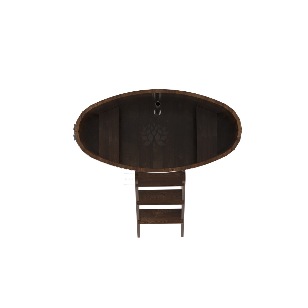 1378 Купель овальная из сращенных ламелей лиственницы 0,69х1,31х1,4 морёная Alyarus  - Вид №4