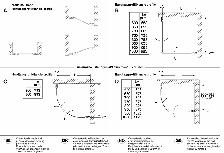 58900290 Гнутая дверь IFO Space SBNK, алюминиевый профиль, прозрачное стекло без ручек, профили SBNK 900 - Вид №2