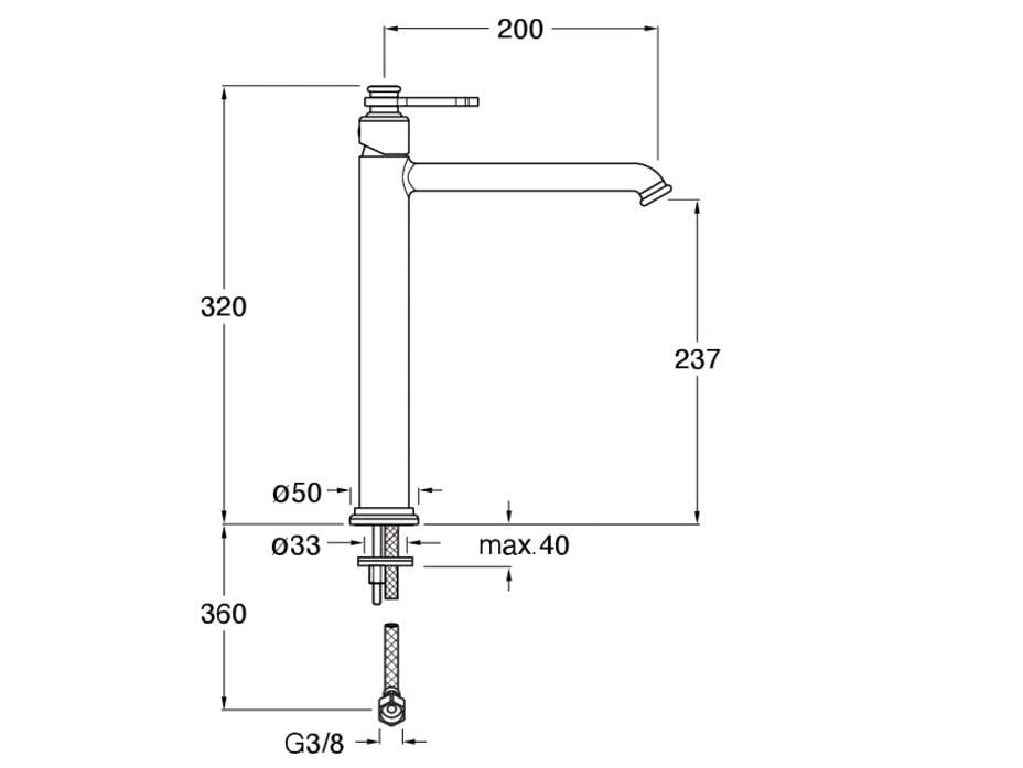 Высокий смеситель для раковины без слива CRISTINA Rubinetterie Маяк ARCH-00038578 - Вид №2