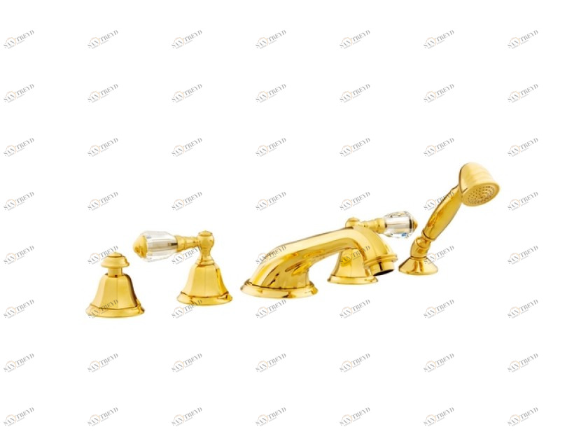 038616.D00.62 Набор для ванны с пятью отверстиями и кристаллами сваровски Сатин никель Mestre Indica