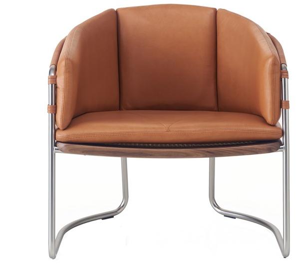 BassamFellows Санное кресло с кожаной обивкой и подлокотниками Geometric Cb-454 - Вид №1