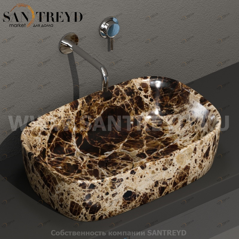 GE045PM Накладная раковина на столешницу  прямоугольная Ceramica Globo GENESIS