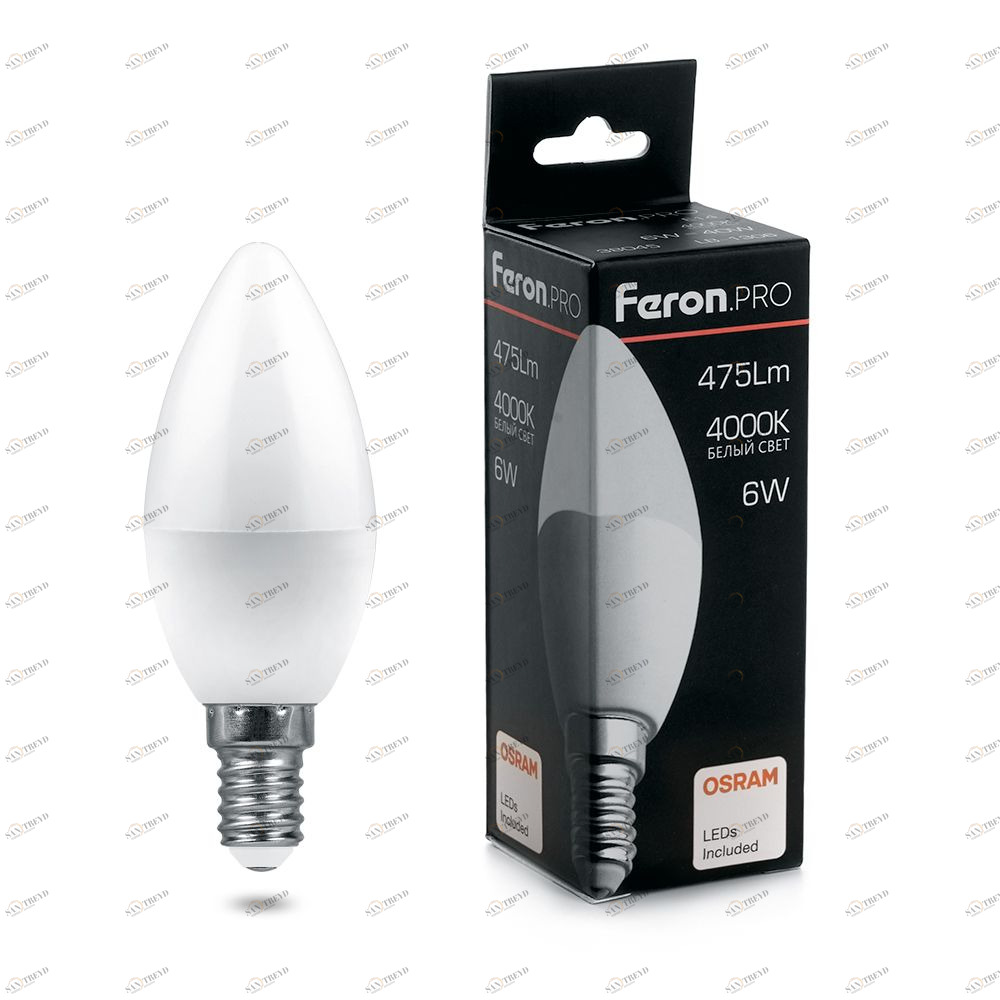 Лампа светодиодная Feron.PRO "Свеча" E14 7.5W 4000K OSRAM LED LB-1307 38054 FERON  00-3956730 Матовый 