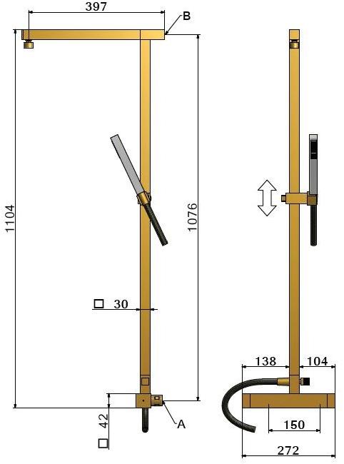 tender rain Настенная душевая стойка из латуни с ручным душем Echo sun-id-1461684 - Вид №7