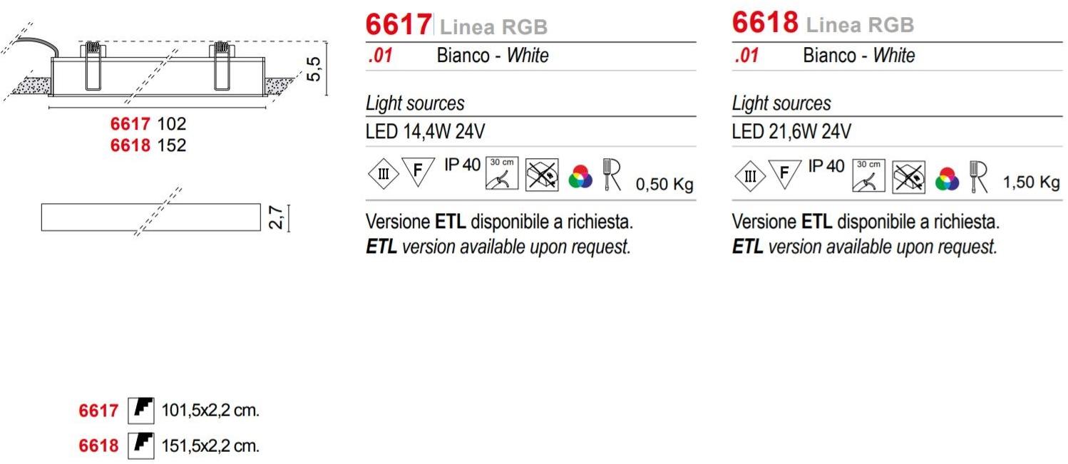 EGOLUCE Встраиваемый алюминиевый потолочный светильник led с системой rgb Linea 6617 / 6618 - Вид №10