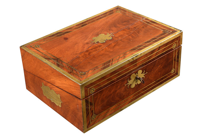 SOR27563 Коробка для письма из красного дерева с латунным переплетом ijlbrown  - Вид №1