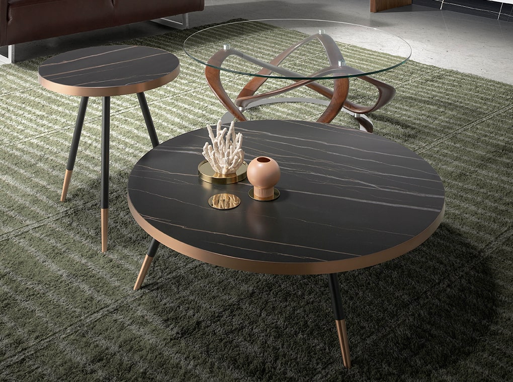 102130 Круглый журнальный столик из стали и мрамора -1AA Angel Cerda CT1015  - Вид №1