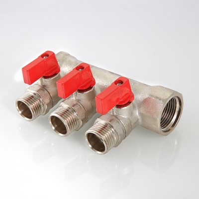 VTc.580.N.0502 Коллектор с отсекающими кранами Valtec 3/4", 2 х 1/2"  - Вид №1