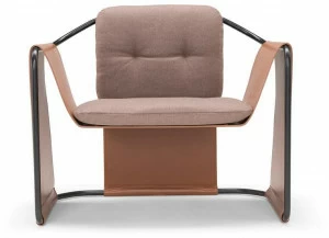 AMURA Кресло из кожи и ткани с подлокотниками