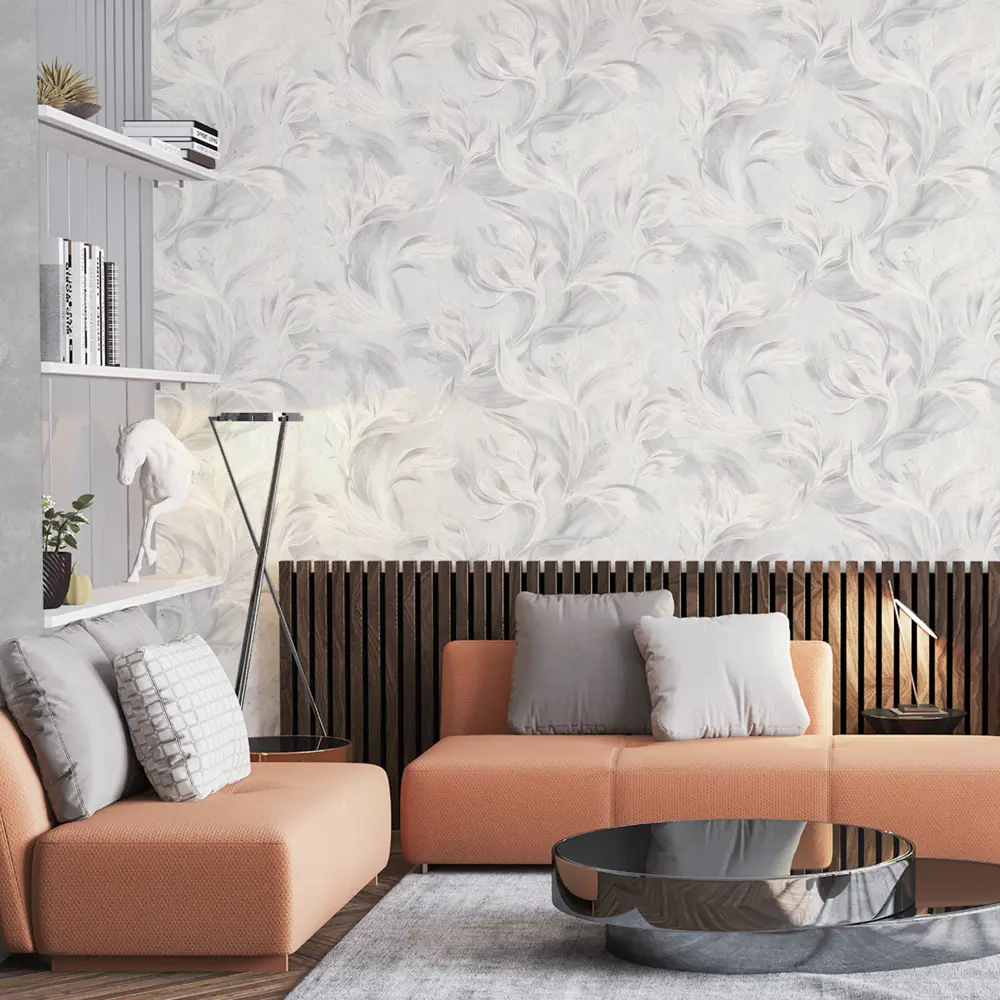 Флизелиновые обои OVK DESIGN Элания серые с цветочным рисунком 1.06 м 89409504 STLM-1574715 - Вид №4