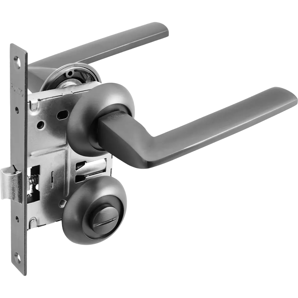 Дверные ручки Punto Spline с запиранием комплект цвет графит STLM-2193658