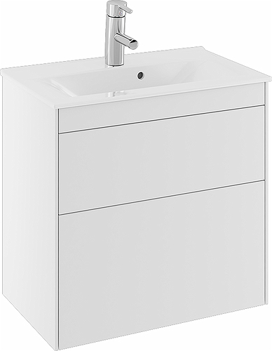 47370 IFO Sense напольная тумба для тонкой раковины с двумя ящиками, компактная, W = 600 мм, W1 = 615 мм, белая - Вид №1