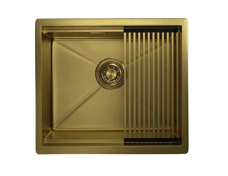 KS-5045U, ЗОЛОТО САТИН, стальная кухонная мойка KITCHEN SPACE GRANULA KS-5045U-ST347 - Вид №2