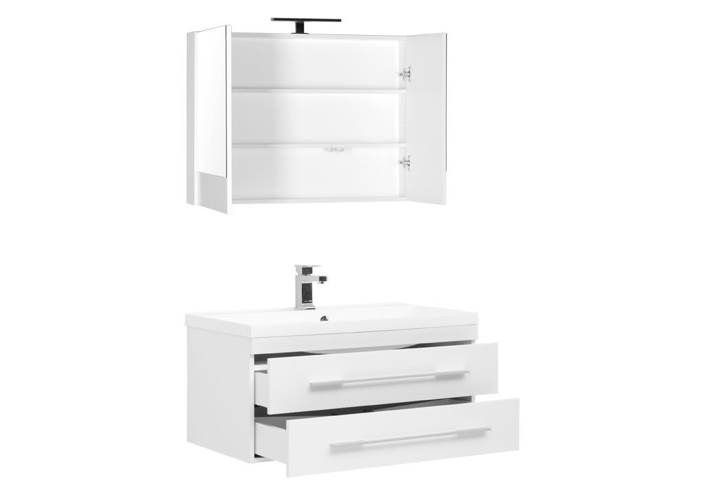 Комплект мебели для ванной Aquanet Нота NEW 90 белый (камерино) 00230297 - Вид №1