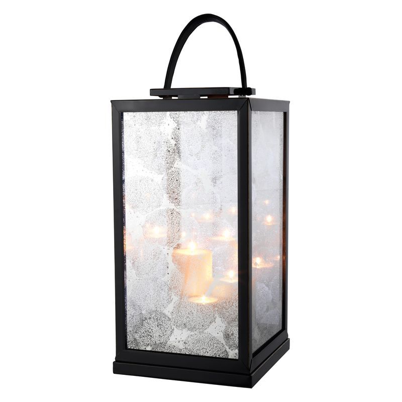 Подсвечник-фонарь черный с матовым стеклом Mandola L от Eichholtz EICHHOLTZ EICHHOLTZ 060337 Черный  - Вид №1