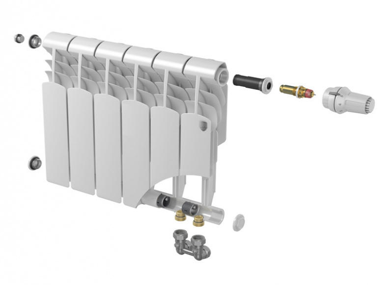 Биметаллический радиатор с нижним правым подключением Vittoria 350 VD - 10 секций Royal Thermo sun-id-645970 - Вид №1