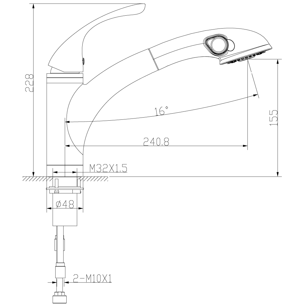 LM5650C Смеситель Intense для кухни с вытягивающимся поворотным изливом LEMARK INTENSE - Вид №1