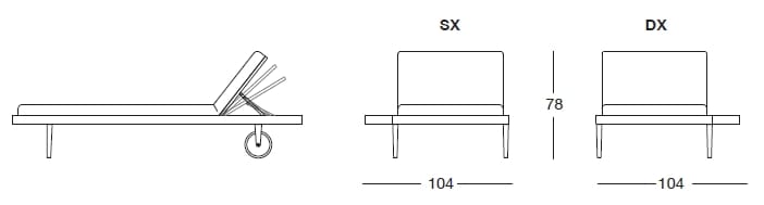 Ироко и ткань откидная Садовая кровать с колесами Longhi курорт ARCH-00145235 - Вид №5
