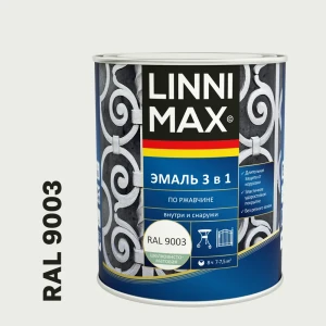 Грунт-эмаль по ржавчине 3 в 1 Linnimax цвет белый полуматовый 0.75 л