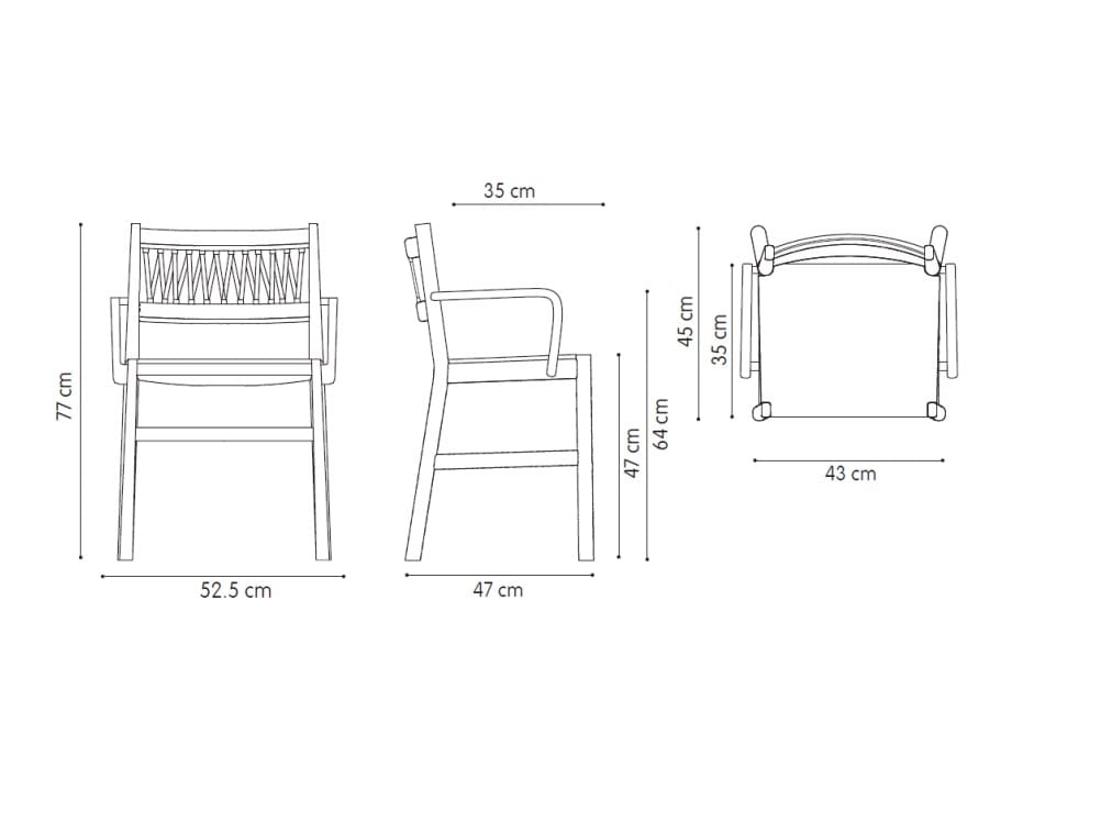 Стул из бука с подлокотниками с открытой спинкой TrabA' ARCH-00109282 - Вид №3