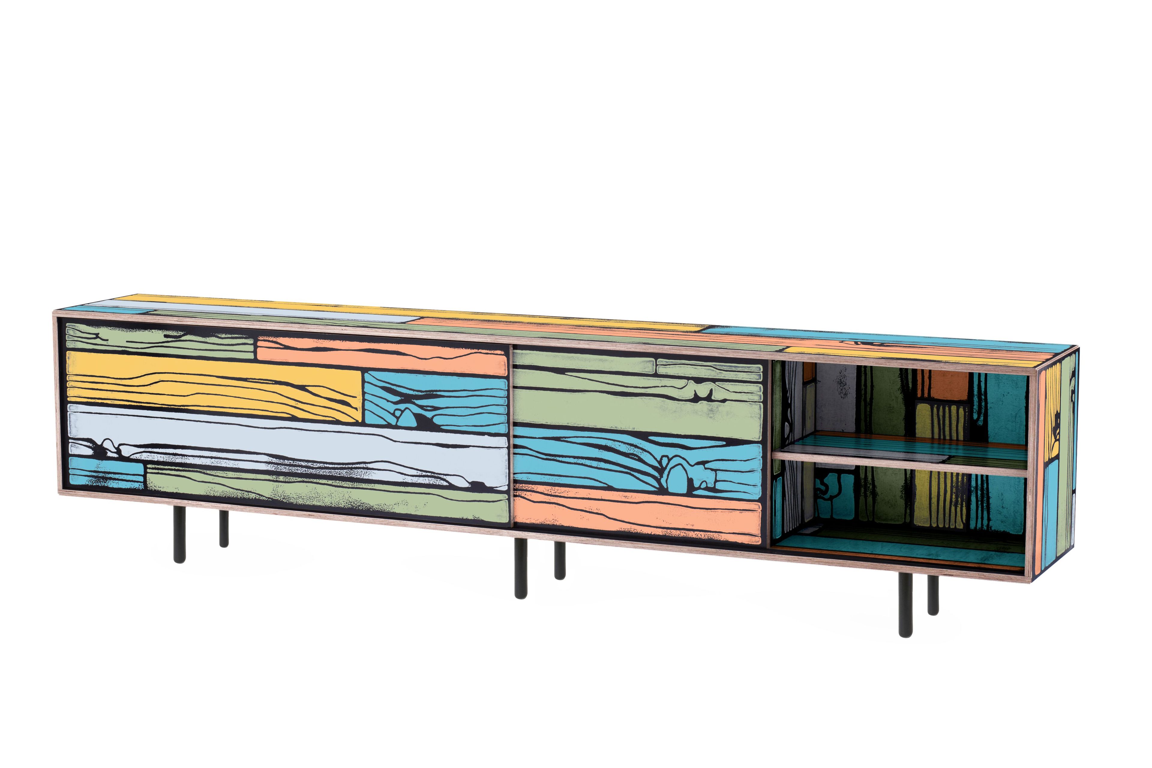 Низкая фанера ТВ шкаф с раздвижными дверями Established&Sons Wrongwoods ARCH-00064770 - Вид №1