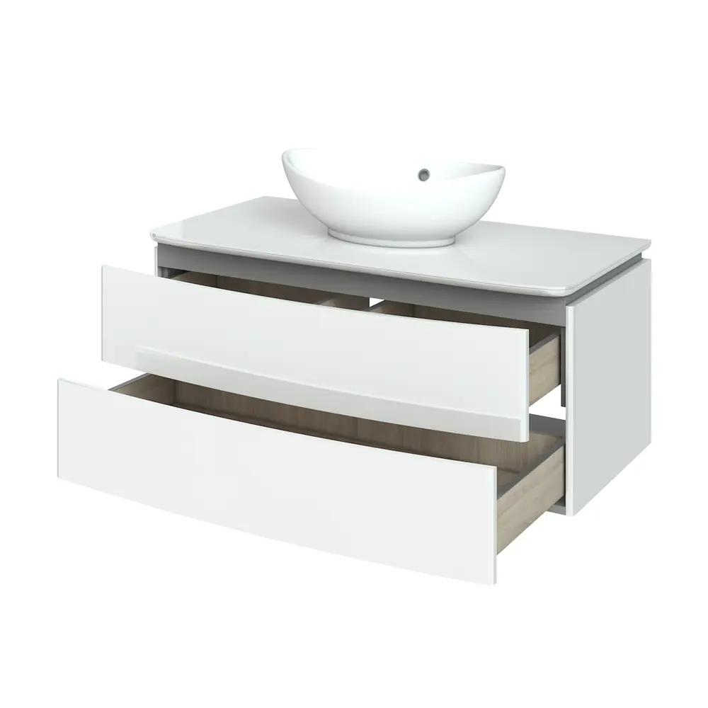 Тумба под раковину подвесная Vigo Cosmo 100 см цвет белый STLM-2159859 - Вид №2