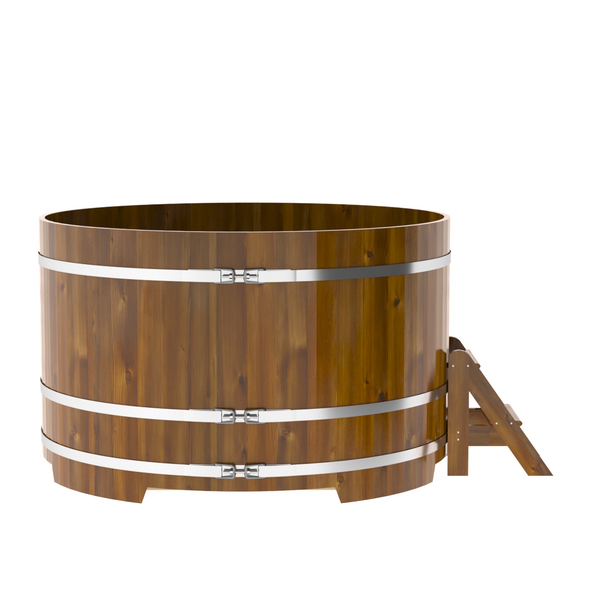 2240 Купель круглая из лиственницы Рустик d=1,80х1,1 морёная Alyarus  - Вид №3