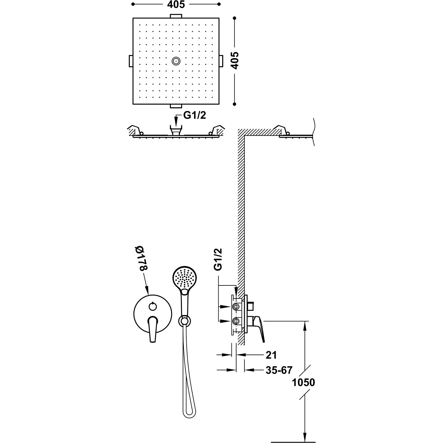 RAPID-BOX Комплект 3-ходового скрытого смесителя для душа с одной ручкой Rapid-box Rapid-box-28127302 TRES - Вид №1
