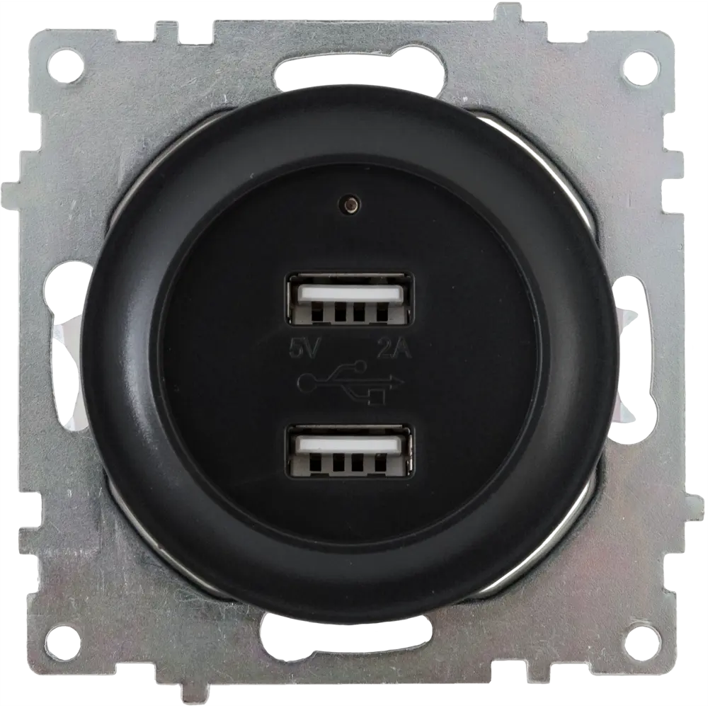 Розетка Onekeyelectro USB двойная встраиваемая с подсветкой цвет чёрный Florence STLM-2109276