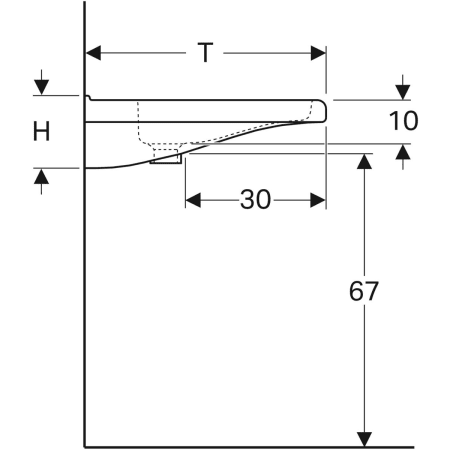 128662000 Раковина Geberit Renova Comfort Square, безбарьерная Geberit  - Вид №4