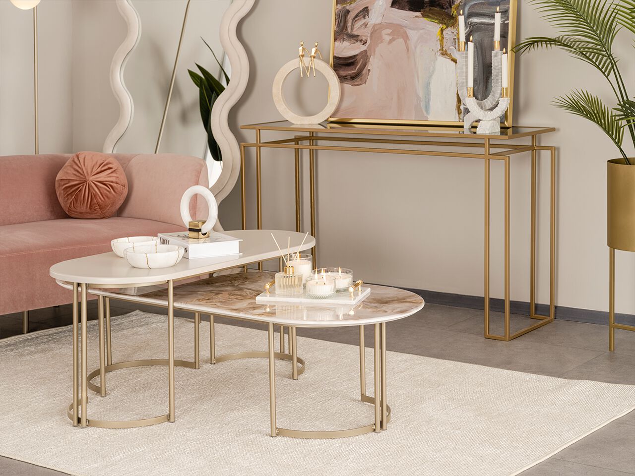 Металлический и деревянный овальный журнальный столик NDESIGN румяна ARCH-00093225 - Вид №3