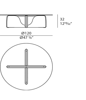 Низкий круглый журнальный столик из орехового дерева и литого стекла Turri Веста ARCH-00044304 - Вид №5