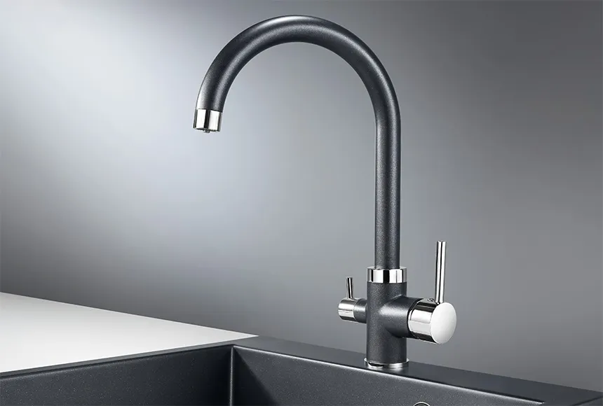 2168, ШВАРЦ (чёрный металлик), СМЕСИТЕЛЬ КУХОННЫЙ GRANULA 2168-ST115