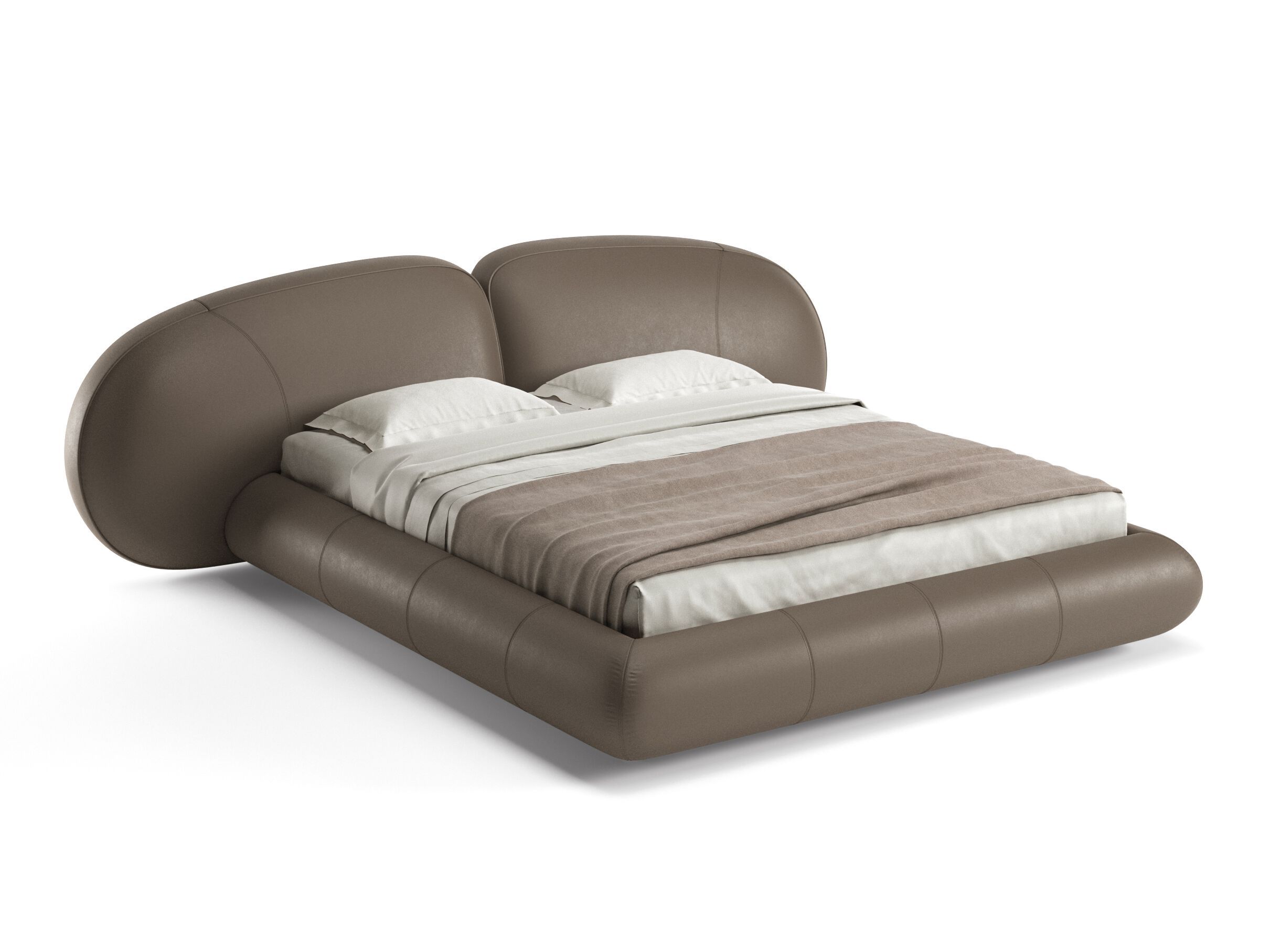 Кожаная двуспальная мягкая кровать Natuzzi Italia память ARCH-00035004