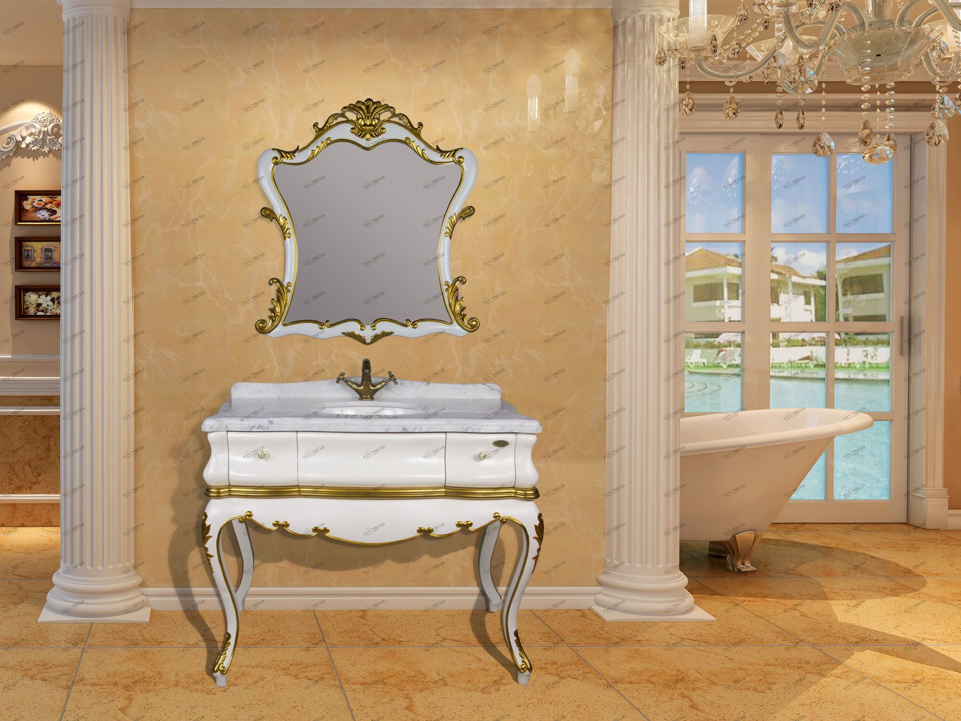 Тумба OREIRO арт. BDF-A3005 Ивори с золотом Tessoro BDFA3005CIG